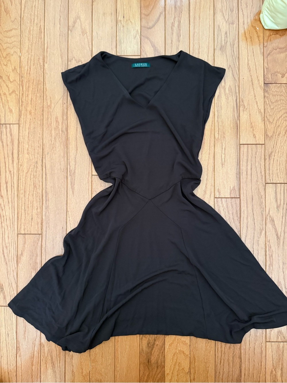Ralph Lauren Black V-Neck Cap Sleeve Midi Dress